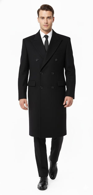 Men'S Six Buttons Black Fully Lined Men'S Overcoat Long Coat Winter Men'S Topcoat Sale