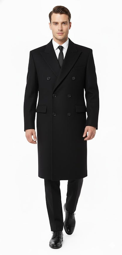 Men'S Six Buttons Black Fully Lined Men'S Overcoat Long Coat Winter Men'S Topcoat Sale