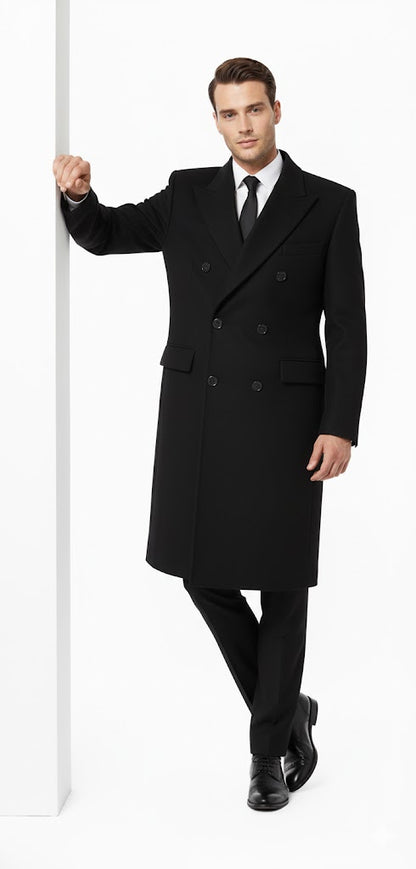 Men'S Six Buttons Black Fully Lined Men'S Overcoat Long Coat Winter Men'S Topcoat Sale - Image 4