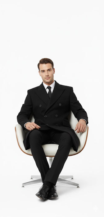Men'S Six Buttons Black Fully Lined Men'S Overcoat Long Coat Winter Men'S Topcoat Sale