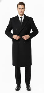 Men'S Six Buttons Black Fully Lined Men'S Overcoat Long Coat Winter Men'S Topcoat Sale