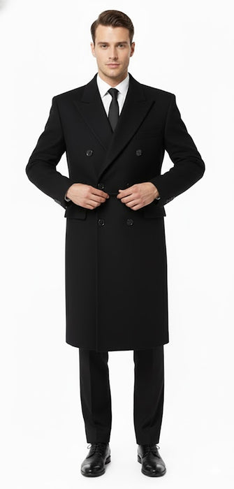 Men'S Six Buttons Black Fully Lined Men'S Overcoat Long Coat Winter Men'S Topcoat Sale