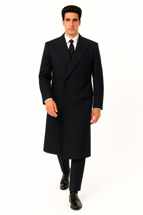 Men'S Six Buttons Black Fully Lined Men'S Overcoat Long Coats Winter Men'S Topcoat Sale