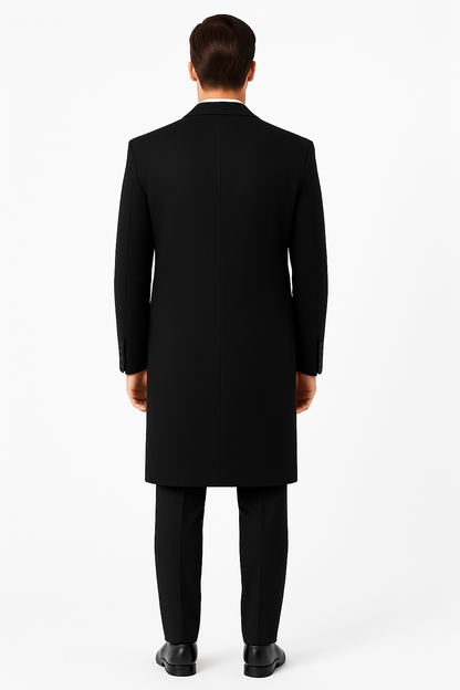 Men'S Six Buttons Black Fully Lined Men'S Overcoat Long Coat Winter Men'S Topcoat Sale - Image 3