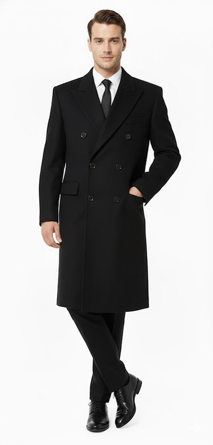 Men'S Six Buttons Black Fully Lined Men'S Overcoat Long Coat Winter Men'S Topcoat Sale - Image 7