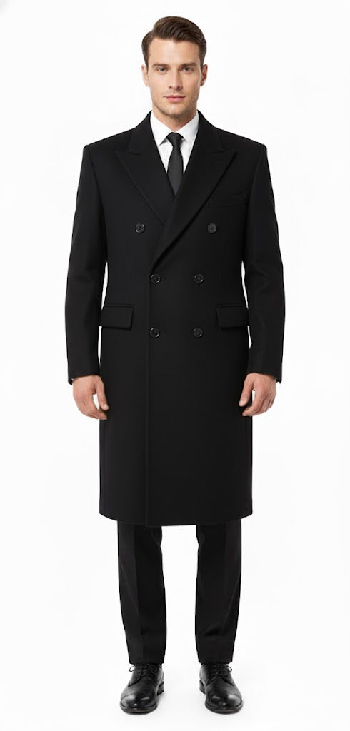Men'S Six Buttons Black Fully Lined Men'S Overcoat Long Coat Winter Men'S Topcoat Sale - Image 8