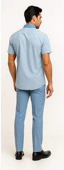 Men’s Houndstooth Walking Suit by Dreams by Zacchi – 2 Piece Lei sure Set in Skyblue- $99