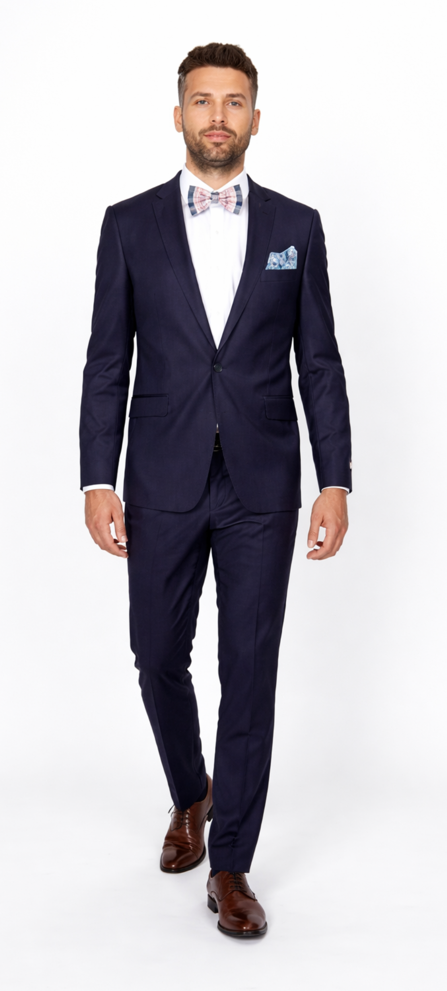 Men’s Slim Fit 100% Wool Suit by Rossiman Rossi – Peak Lapel Jacket & Plum Tapered Pants