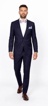 Men’s Slim Fit 100% Wool Suit by Rossiman Rossi – Peak Lapel Jacket & Plum Tapered Pants