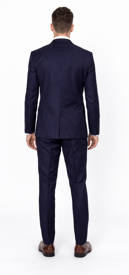 Men’s Slim Fit 100% Wool Suit by Rossiman Rossi – Peak Lapel Jacket & Plum Tapered Pants
