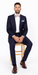 Men’s Slim Fit 100% Wool Suit by Rossiman Rossi – Peak Lapel Jacket & Plum Tapered Pants