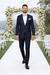 Men’s Slim Fit 100% Wool Suit by Rossiman Rossi – Peak Lapel Jacket & Plum Tapered Pants