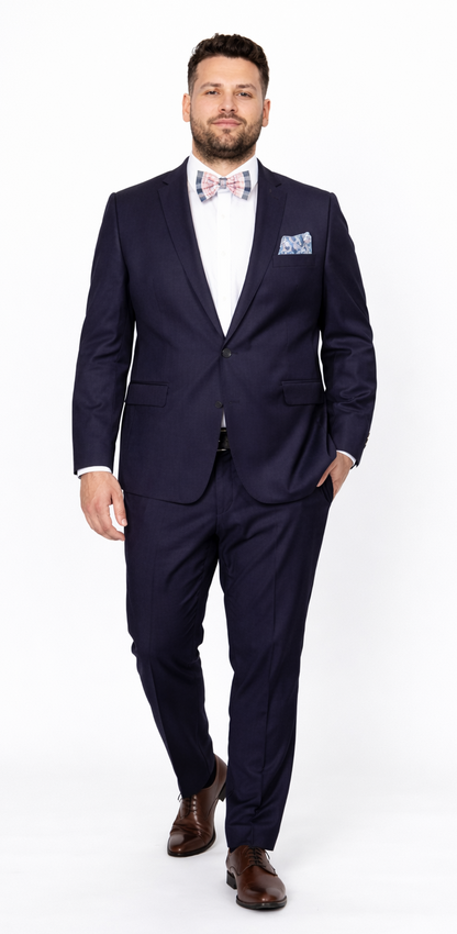 Men’s Slim Fit 100% Wool Suit by Rossiman Rossi – Peak Lapel Jacket & Plum Tapered Pants