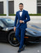 Mens 1 Button Shawl Lapel Vested Wool Wedding - Prom Tuxedo in Bright Sapphire Blue - Mens Slim Fitted Tuxedo