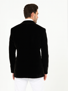 Mens Slim Fit Double Breasted With Brass Buttons - Black Sportcoat