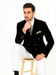 Mens Slim Fit Double Breasted With Brass Buttons - Black Sportcoat