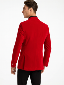 Mens Slim Fit Double Breasted With Brass Buttons - Red Sportcoat