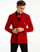 Mens Slim Fit Double Breasted With Brass Buttons - Red Sportcoat