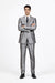 Men'S Slim Fit Grey Charcoal Shiny Sharkskin Suit