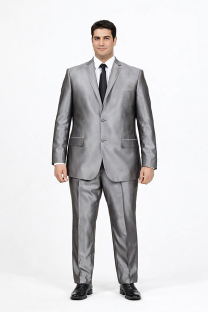 Men'S Slim Fit Grey Charcoal Shiny Sharkskin Suit - Image 6