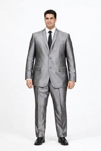 Men'S Slim Fit Grey Charcoal Shiny Sharkskin Suit