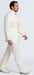 Men's Slim Fit One Button Satin Trim Peak Lapel Prom & Wedding Tuxedo In Ivory