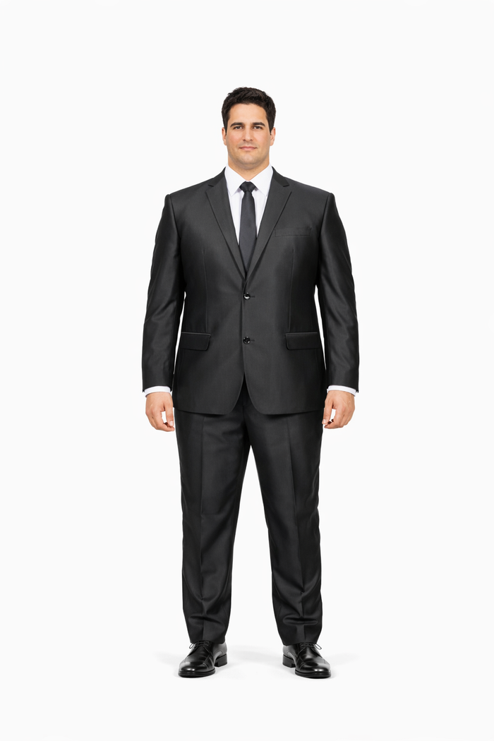 Men's Slim Fit Shiny Black Sharkskin Suit - Image 6