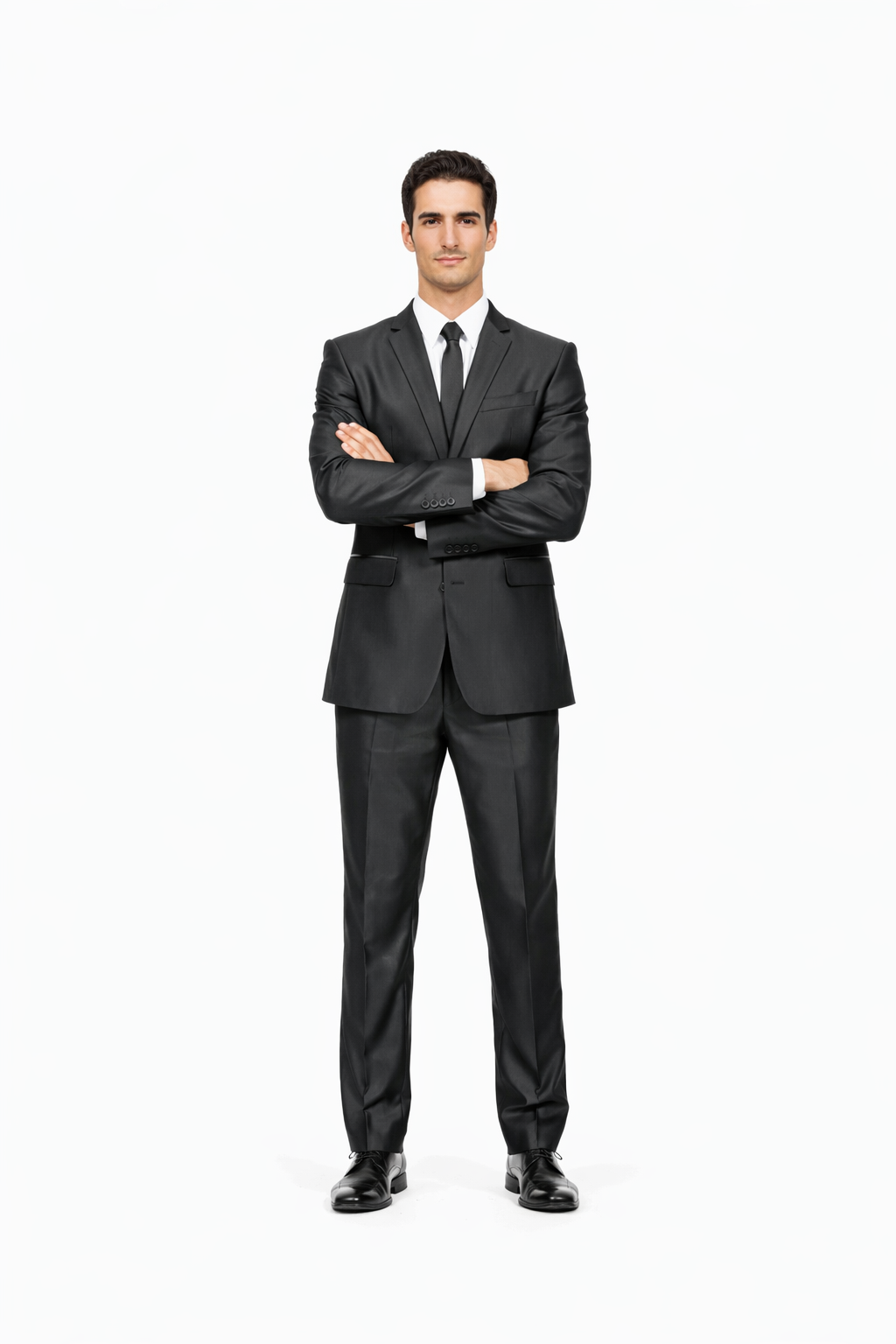 Men's Slim Fit Shiny Black Sharkskin Suit - Image 5