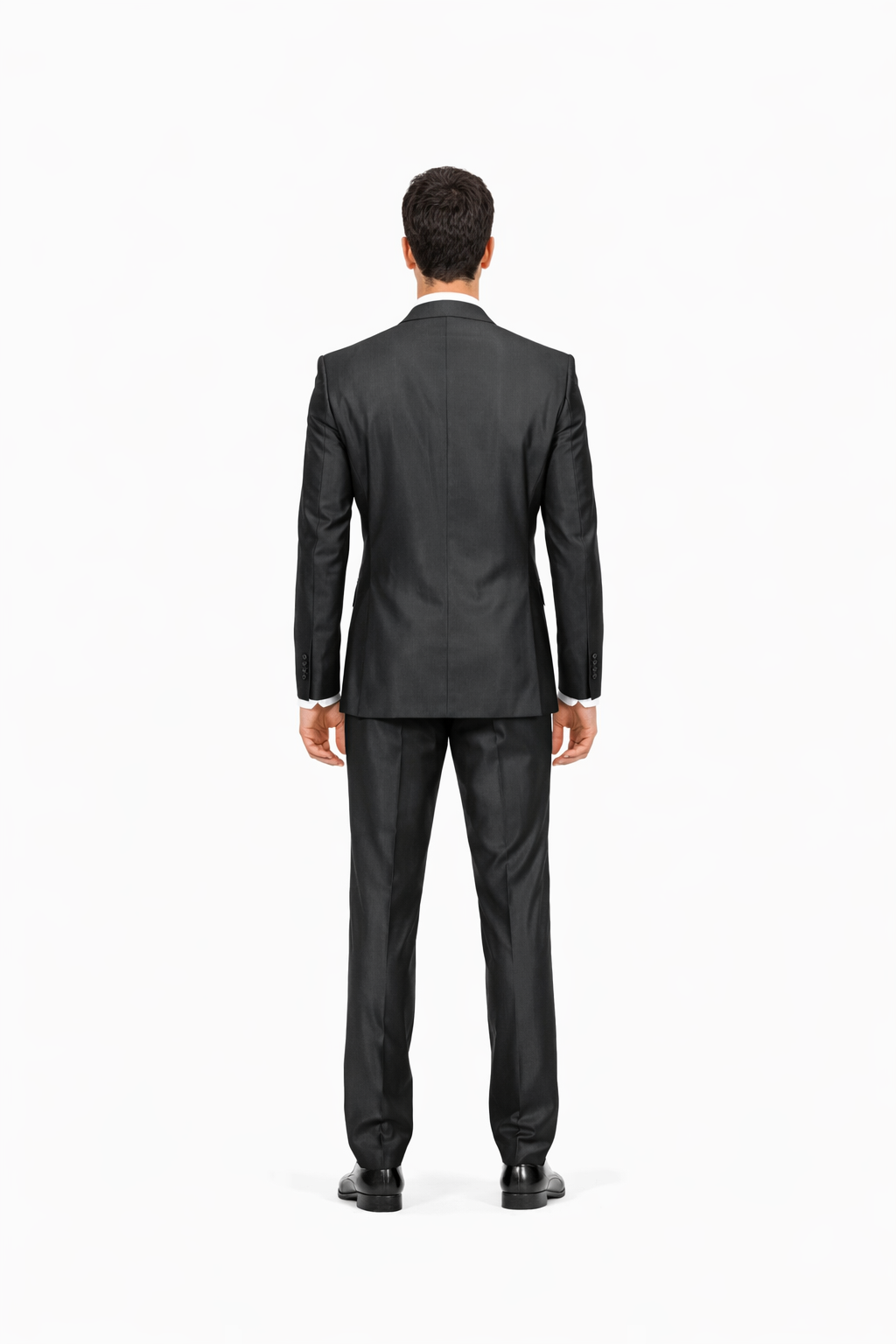 Men's Slim Fit Shiny Black Sharkskin Suit - Image 3