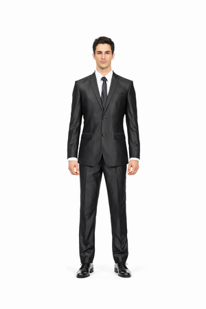 Men's Slim Fit Shiny Black Sharkskin Suit