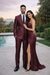 Men'S Slim Fit Shiny Burgundy ~ Maroon Suit ~ Wine Color Sharkskin Cheap Business Suits Clearance Sale