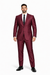 Men'S Slim Fit Shiny Burgundy ~ Maroon Suit ~ Wine Color Sharkskin Cheap Business Suits Clearance Sale