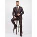 Men's Slim Fit Suit - Fitted Suit - Skinny Suit Men's Shiny Brown Two Button Two Piece Suit On Sale Men's Sharkskin Suit