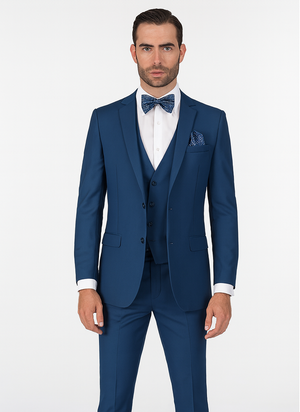 Men'S Slim Fit Suits Three Piece Cobalt ~ Indigo ~ Bright Blue ~ Teal ~ Slate Blue Vested Suit