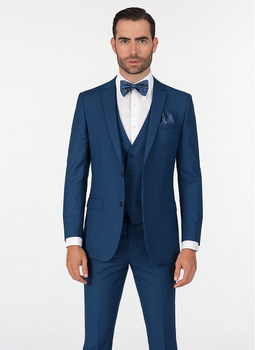 Men'S Slim Fit Suits Three Piece Cobalt ~ Indigo ~ Bright Blue ~ Teal ~ Slate Blue Vested Suit