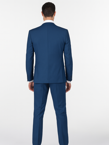 Men'S Slim Fit Suits Three Piece Cobalt ~ Indigo ~ Bright Blue ~ Teal ~ Slate Blue Vested Suit - Image 2