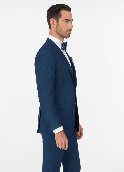 Men'S Slim Fit Suits Three Piece Cobalt ~ Indigo ~ Bright Blue ~ Teal ~ Slate Blue Vested Suit