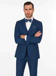 Men'S Slim Fit Suits Three Piece Cobalt ~ Indigo ~ Bright Blue ~ Teal ~ Slate Blue Vested Suit - Image 5