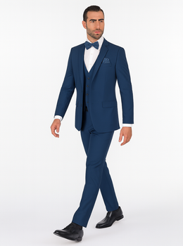 Men'S Slim Fit Suits Three Piece Cobalt ~ Indigo ~ Bright Blue ~ Teal ~ Slate Blue Vested Suit - Image 6