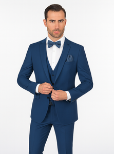 Men'S Slim Fit Suits Three Piece Cobalt ~ Indigo ~ Bright Blue ~ Teal ~ Slate Blue Vested Suit - Image 7