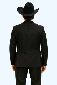 Men's Slim Fit Trimmed Two Tone Blazer/affordable suits online sale/Tuxedo - Black