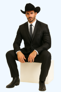 Men's Slim Fit Trimmed Two Tone Blazer/affordable suits online sale/Tuxedo - Black