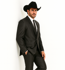 Men's Slim Fit Trimmed Two Tone Blazer/affordable suits online sale/Tuxedo - Black