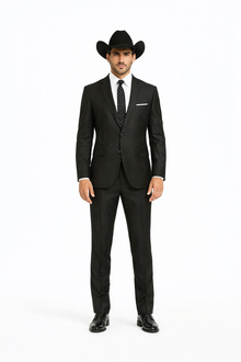 Men's Slim Fit Trimmed Two Tone Blazer/affordable suits online sale/Tuxedo - Black