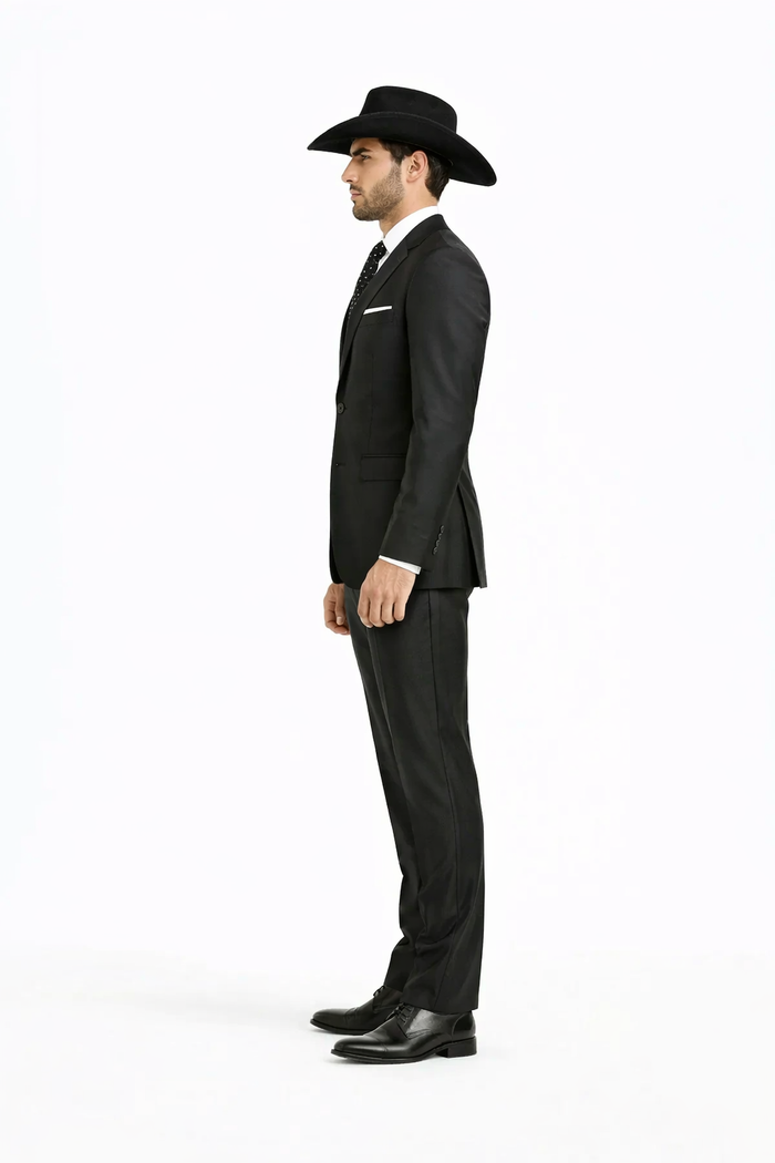 Men's Slim Fit Trimmed Two Tone Blazer/affordable suits online sale/Tuxedo - Black