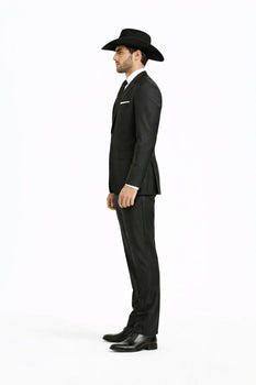Men's Slim Fit Trimmed Two Tone Blazer/affordable suits online sale/Tuxedo - Black