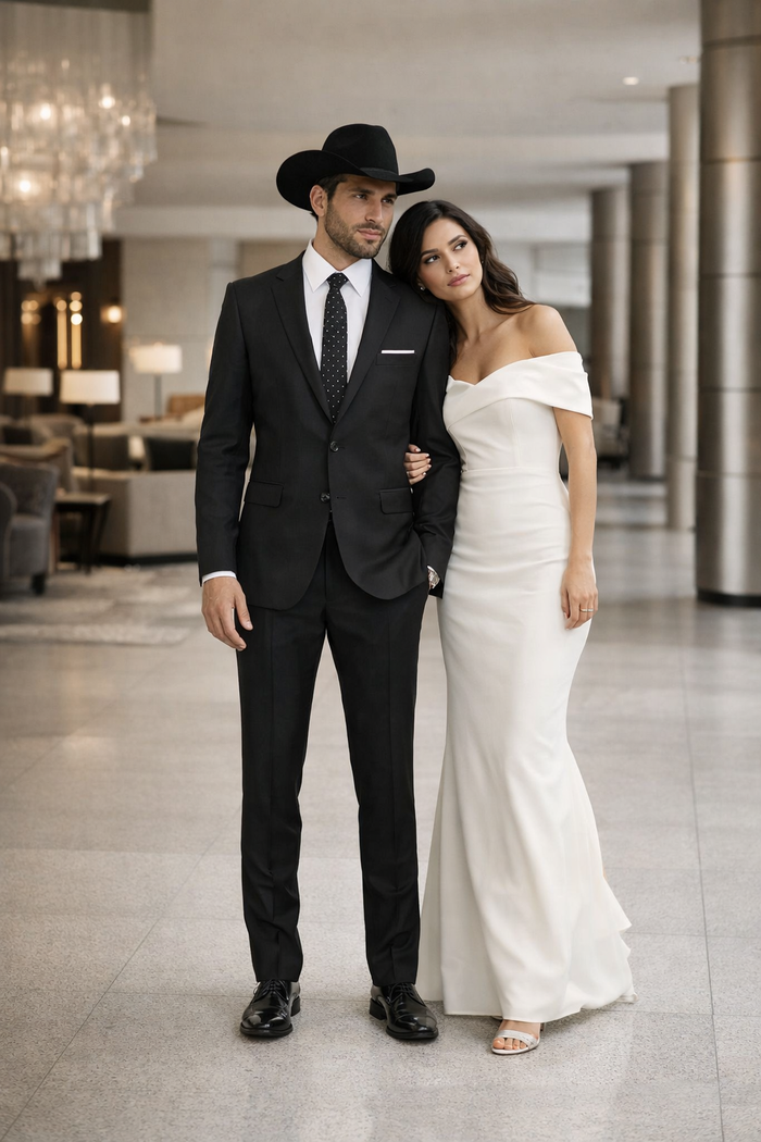 Men's Slim Fit Trimmed Two Tone Blazer/affordable suits online sale/Tuxedo - Black