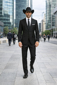 Men's Slim Fit Trimmed Two Tone Blazer/affordable suits online sale/Tuxedo - Black