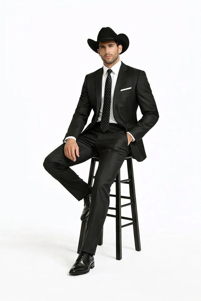 Men's Slim Fit Trimmed Two Tone Blazer/affordable suits online sale/Tuxedo - Black