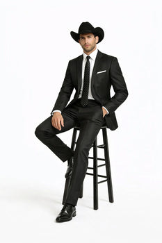 Men's Slim Fit Trimmed Two Tone Blazer/affordable suits online sale/Tuxedo - Black